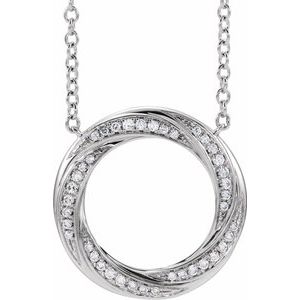 14K White 1/5 CTW Natural Diamond Circle 16-18" Necklace 653535:600:P