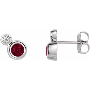 14K White 5 mm Natural Ruby & 1/8 CTW Natural Diamond Earrings 86888:6198:P