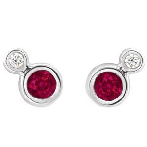 14K White 5 mm Natural Ruby & 1/8 CTW Natural Diamond Earrings 86888:6198:P