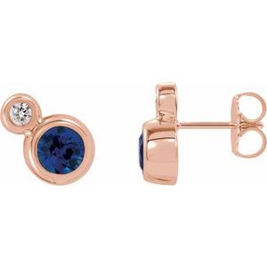 14K Rose 5 mm Natural Blue Sapphire & 1/8 CTW Natural Diamond Earrings 86888:6224:P