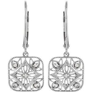 Sterling Silver 1/10 Natural Diamond Filigree Earrings