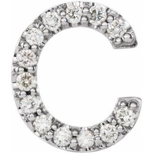 Sterling Silver .05 CTW Natural Diamond Initial C Earring