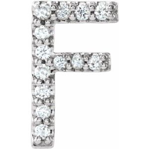 Sterling Silver .05 CTW Natural Diamond Initial F Earring