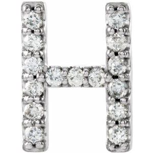 14K White .05 CTW Natural Diamond Initial H Earring