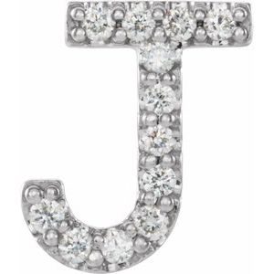 Sterling Silver .05 CTW Natural Diamond Initial J Earring