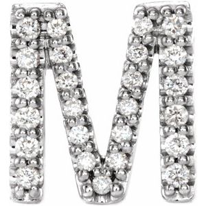 Sterling Silver .08 CTW Natural Diamond Initial M Earring