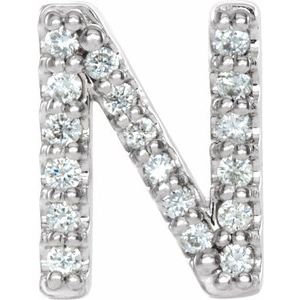 Sterling Silver .06 CTW Natural Diamond Initial N Earring