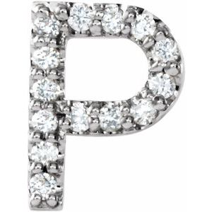 14K White .05 CTW Natural Diamond Initial P Earring