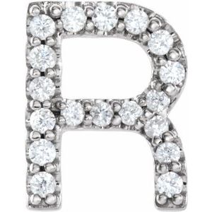 Sterling Silver .06 CTW Natural Diamond Initial R Earring