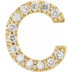 14K Yellow .05 CTW Natural Diamond Initial C Earring