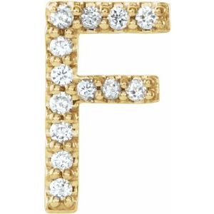 14K Yellow .05 CTW Natural Diamond Initial F Earring