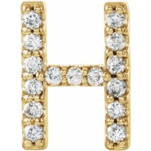 14K Yellow .05 CTW Natural Diamond Initial H Earring