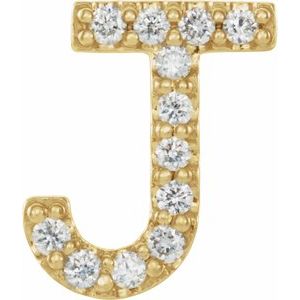 14K Yellow .05 CTW Natural Diamond Initial J Earring