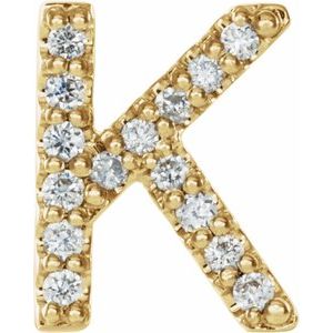 14K Yellow .05 CTW Natural Diamond Initial K Earring