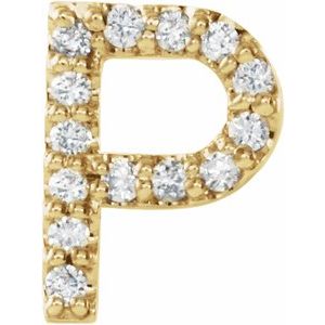 14K Yellow .05 CTW Natural Diamond Initial P Earring