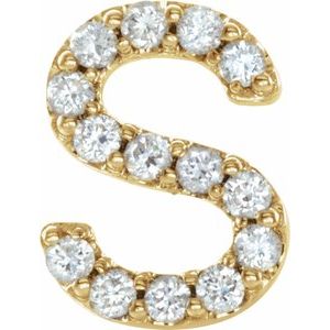 14K Yellow .05 CTW Natural Diamond Initial S Earring