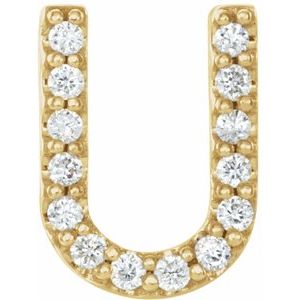 14K Yellow .05 CTW Natural Diamond Initial U Earring