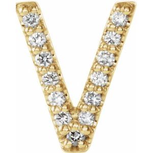 14K Yellow .03 CTW Natural Diamond Initial V Earring