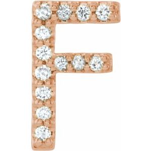 14K Rose .05 CTW Natural Diamond Initial F Earring