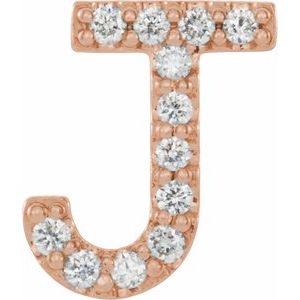 14K Rose .05 CTW Natural Diamond Initial J Earring