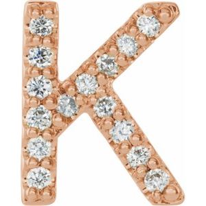 14K Rose .05 CTW Natural Diamond Initial K Earring