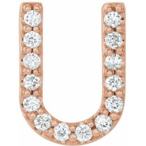 14K Rose .05 CTW Natural Diamond Initial U Earring