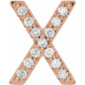 14K Rose .05 CTW Natural Diamond Initial X Earring