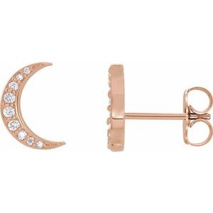 14K Rose .04 CTW Natural Diamond Crescent Moon Single Earring