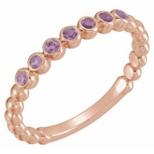 14K Rose Natural Amethyst Stackable Ring 71813:606:P