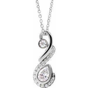 Platinum 1/2 CTW Natural Diamond Freeform 16-18" Necklace