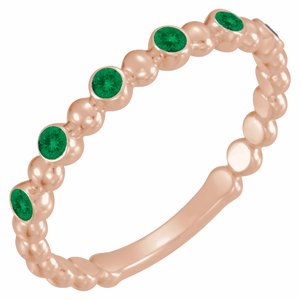 14K Rose Natural Emerald Stackable Ring 71814:626:P