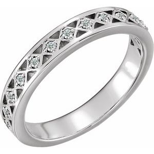 14K White 1/8 CTW Natural Diamond Stackable Ring