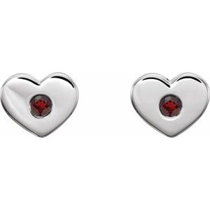 Sterling Silver Natural Mozambique Garnet Heart Earrings