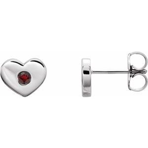 Sterling Silver Natural Mozambique Garnet Heart Earrings