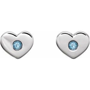 Sterling Silver Natural Aquamarine Heart Earrings