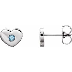 Sterling Silver Natural Aquamarine Heart Earrings