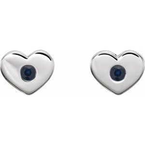 Sterling Silver Natural Blue Sapphire Heart Earrings