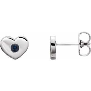 Sterling Silver Natural Blue Sapphire Heart Earrings