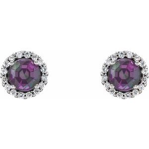 14K White 5 mm Lab-Grown Alexandrite & 1/8 CTW Natural Diamond Earrings 86509:1010:P