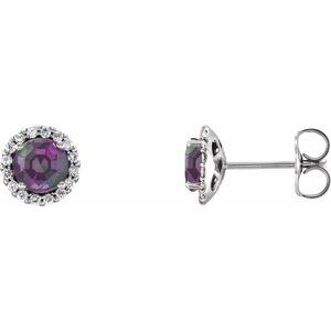 14K White 5 mm Lab-Grown Alexandrite & 1/8 CTW Natural Diamond Earrings 86509:1010:P