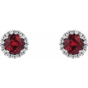 14K White 4 mm Natural Ruby & 1/10 CTW Natural Diamond Earrings 86509:875:P