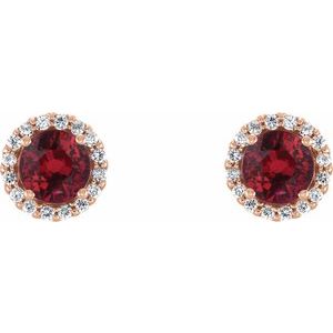 14K Rose 5 mm Natural Ruby & 1/8 CTW Natural Diamond Earrings 86509:1017:P