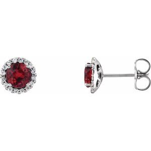 14K White 4 mm Natural Ruby & 1/10 CTW Natural Diamond Earrings 86509:875:P