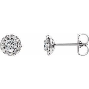 14K White 5 mm Natural White Sapphire & 1/8 CTW Natural Diamond Earrings 86509:995:P