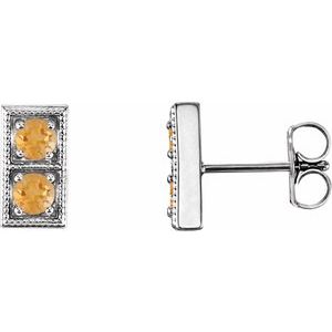 Sterling Silver Natural Citrine Two-Stone Earrings