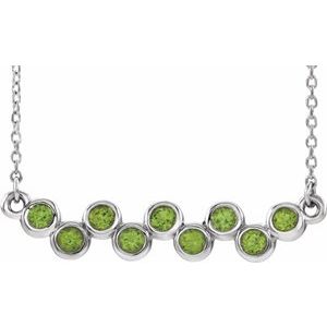 Sterling Silver Natural Peridot Bezel-Set Bar 16-18" Necklace