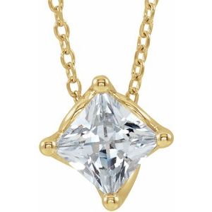 14K Yellow 3/4 CT Natural Diamond Solitaire 16-18" Necklace 86992:6081:P