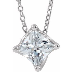 Platinum 1/2 CT Natural Diamond Solitaire 16-18" Necklace 86992:6023:P