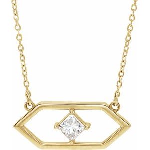 14K Yellow 1/4 CTW Natural Diamond Geometric 18" Necklace