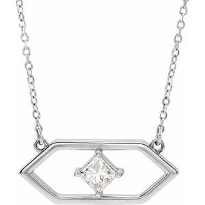 Platinum 1/4 CTW Natural Diamond Geometric 16" Necklace